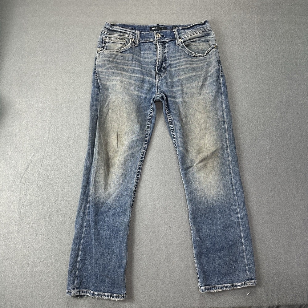 Mens BKE Blue Denim Jake Straight Leg Jeans Classic Style Med Wash Size 34x30